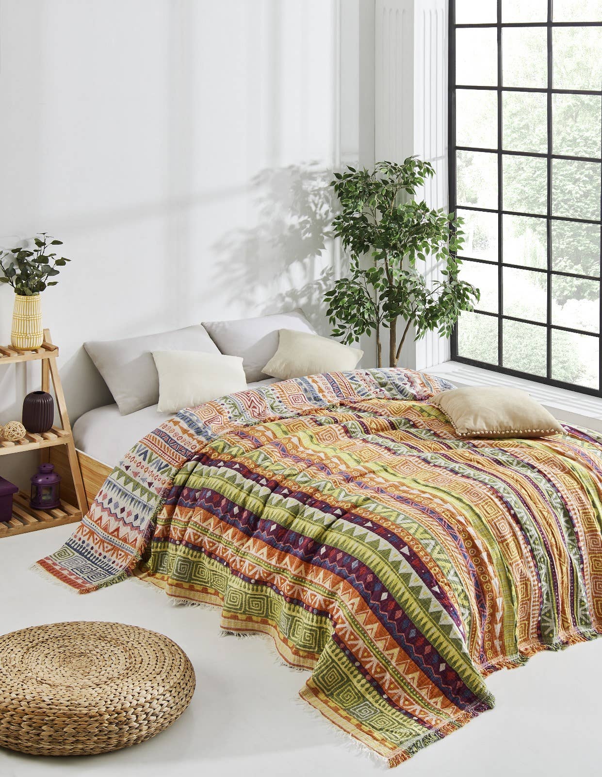 Boho Bedspread Turkish Cotton Summer Blankets Throw Bohemian
