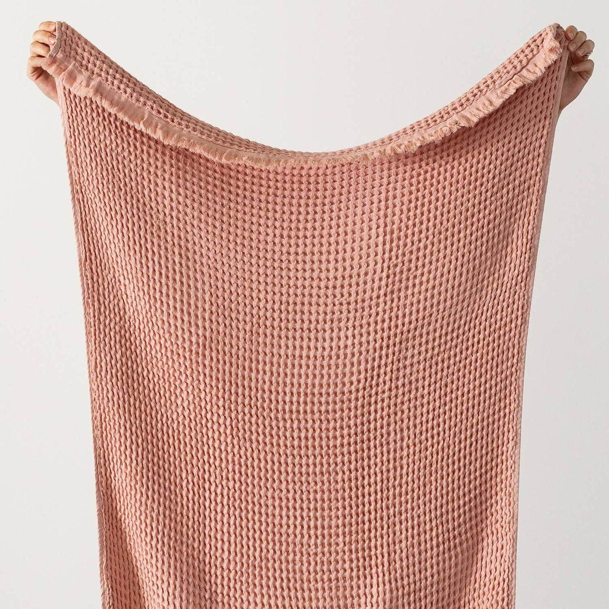 Terracotta waffle bath towel folded | Kikoya