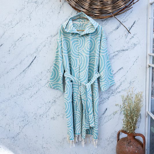 Circles Raised Terry Turkish Cotton Bathrobe