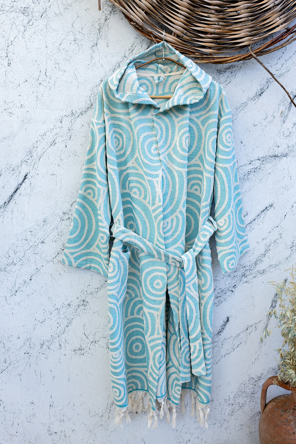 Circles Raised Terry Turkish Cotton Bathrobe