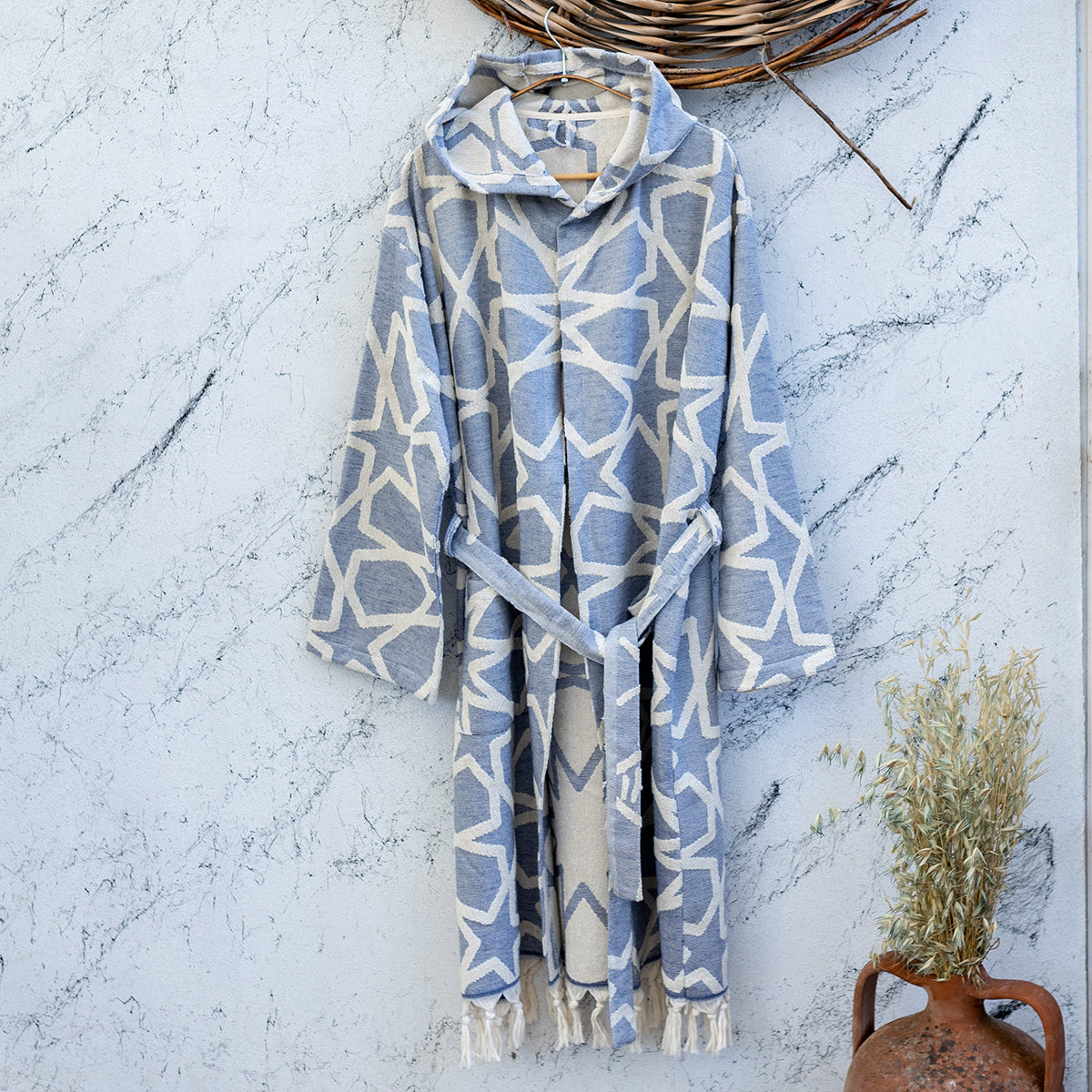 Star Raised Terry Turkish Cotton Bathrobe
