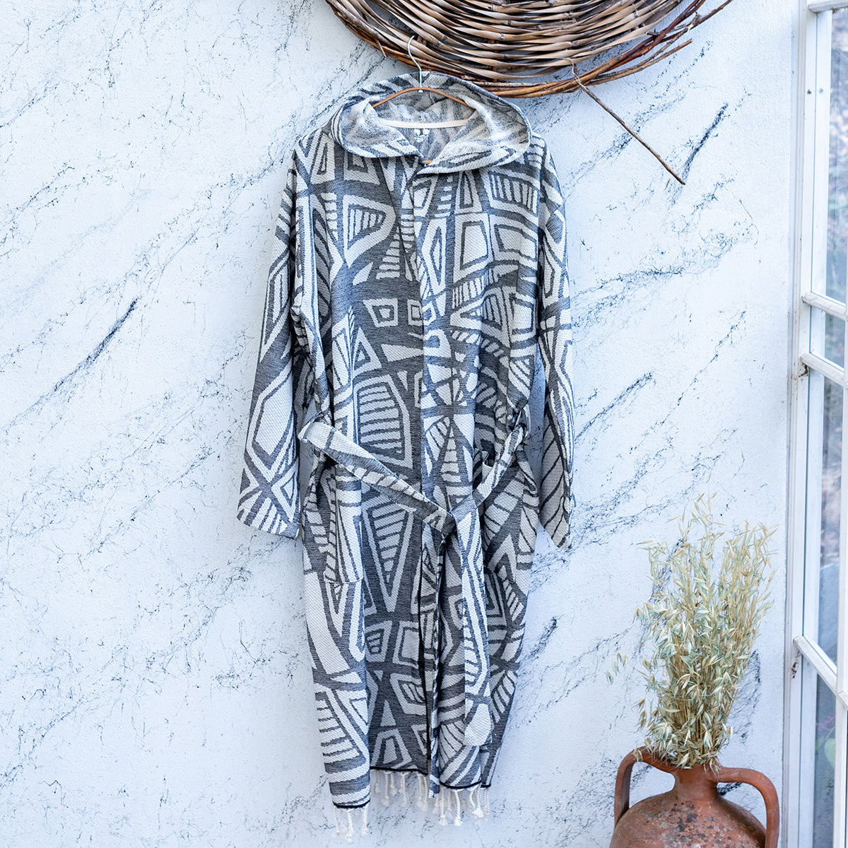 Geometric Turkish Cotton Bathrobe