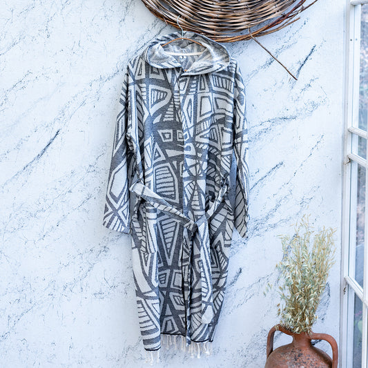 Geometric Turkish Cotton Bathrobe