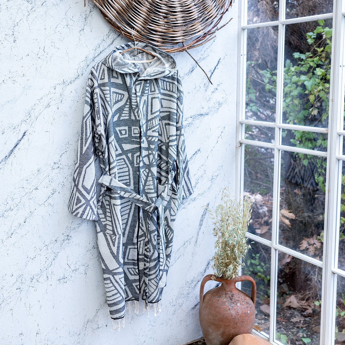 Geometric Turkish Cotton Bathrobe