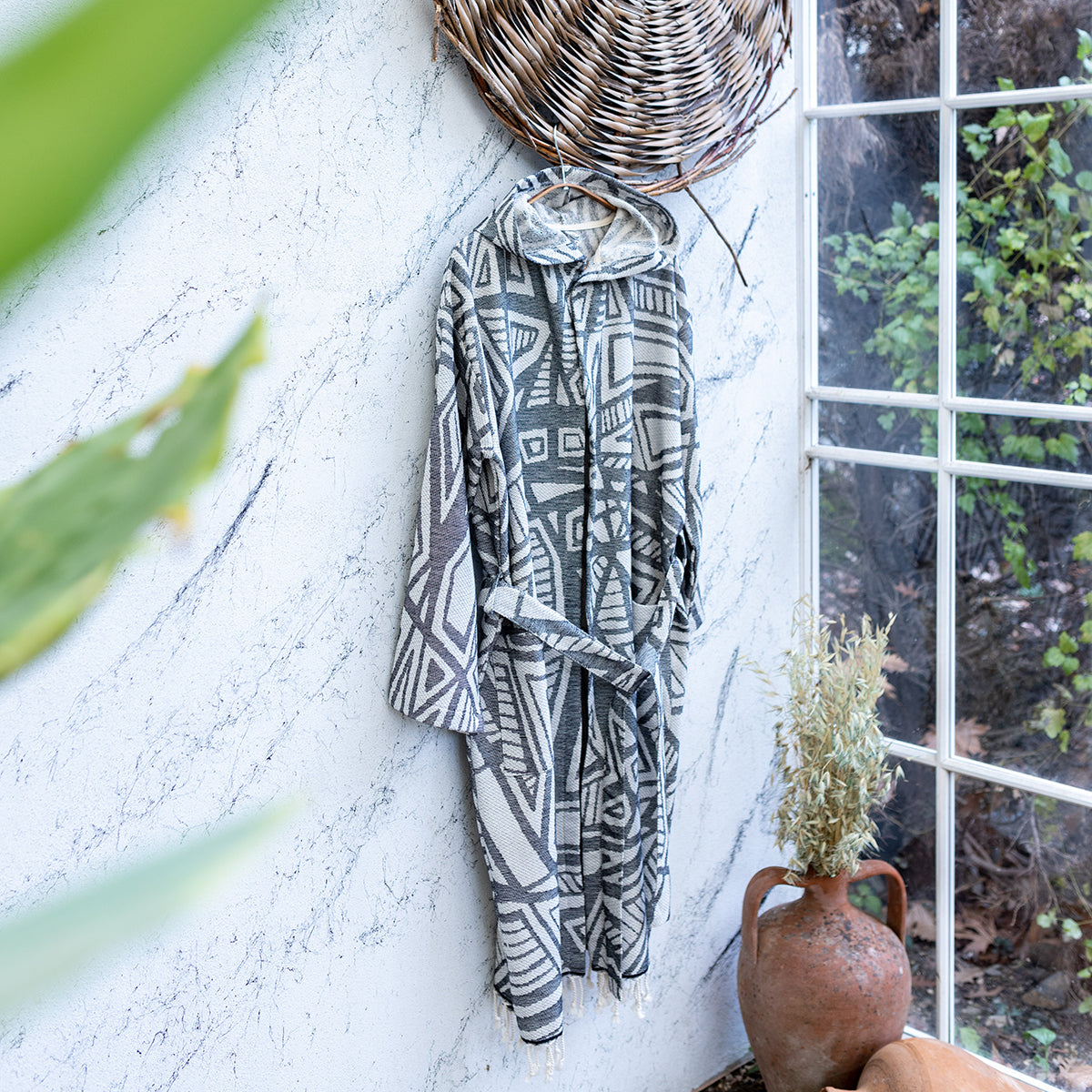Geometric Turkish Cotton Bathrobe
