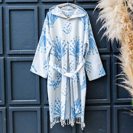 Blue Pearl Turkish Cotton Bathrobe