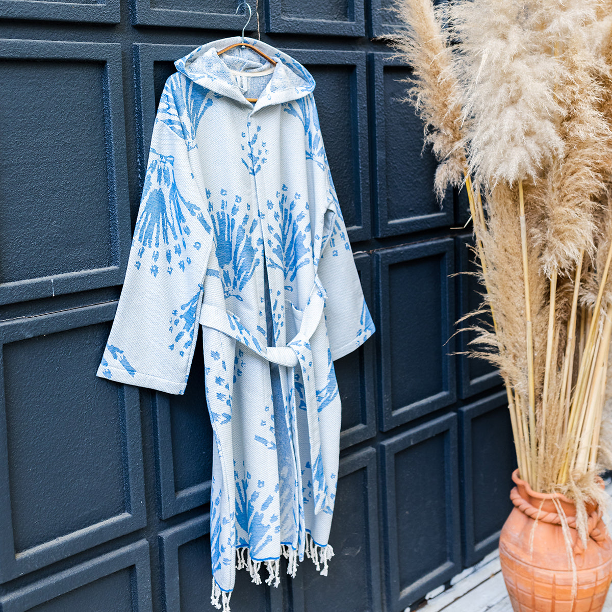 Blue Pearl Turkish Cotton Bathrobe