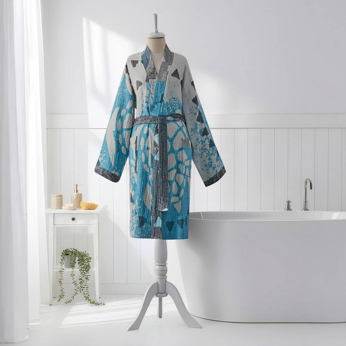Turtle Turkish kimono bathrobe – Turquoise | Kikoya