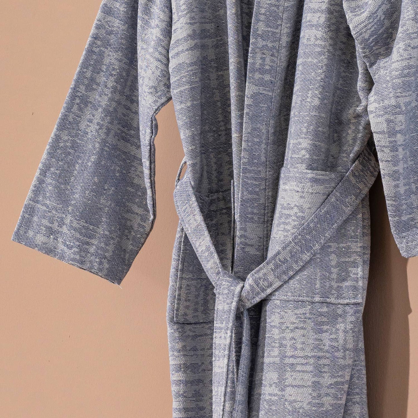 Blue Turkish Cotton MidWeight Quickdry Kimono Robe Terryback