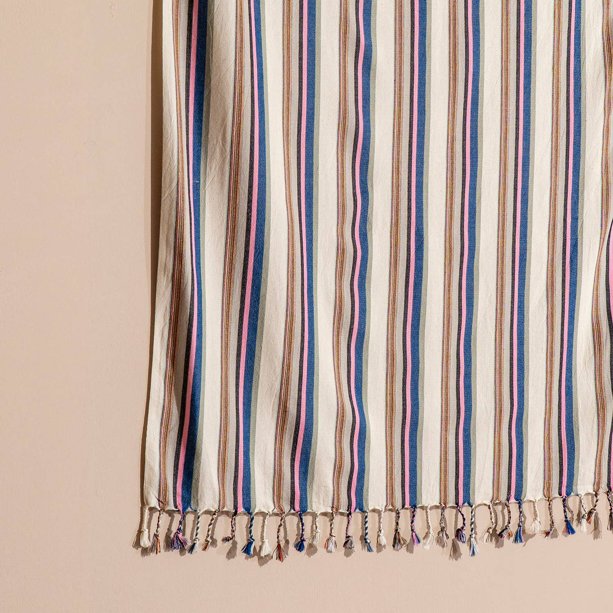 Hammam Turkish Peshtemal Towel – Pink & Blue Stripe, 100% Cotton