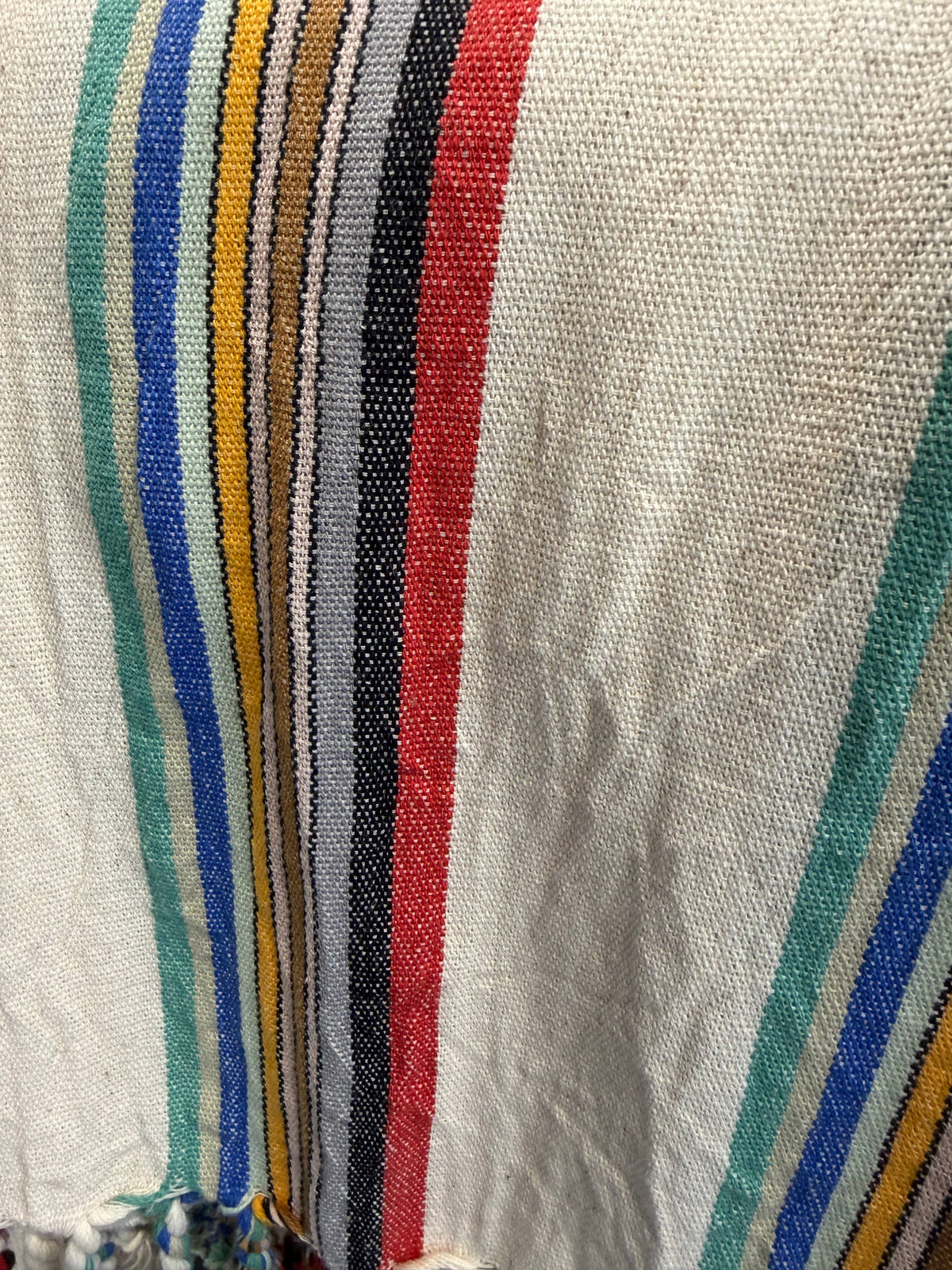 Premium Rustic Turkish beach towel in multicolour ticking stripe, 33x66 in | Kikoya