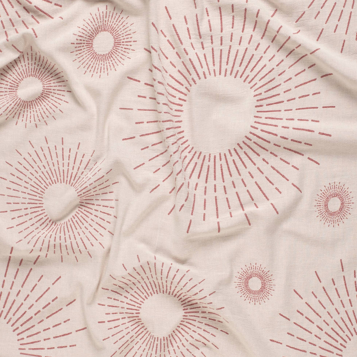Sunburst print Turkish beach towel on natural cotton, 35x70 in, flat weave | Kikoya