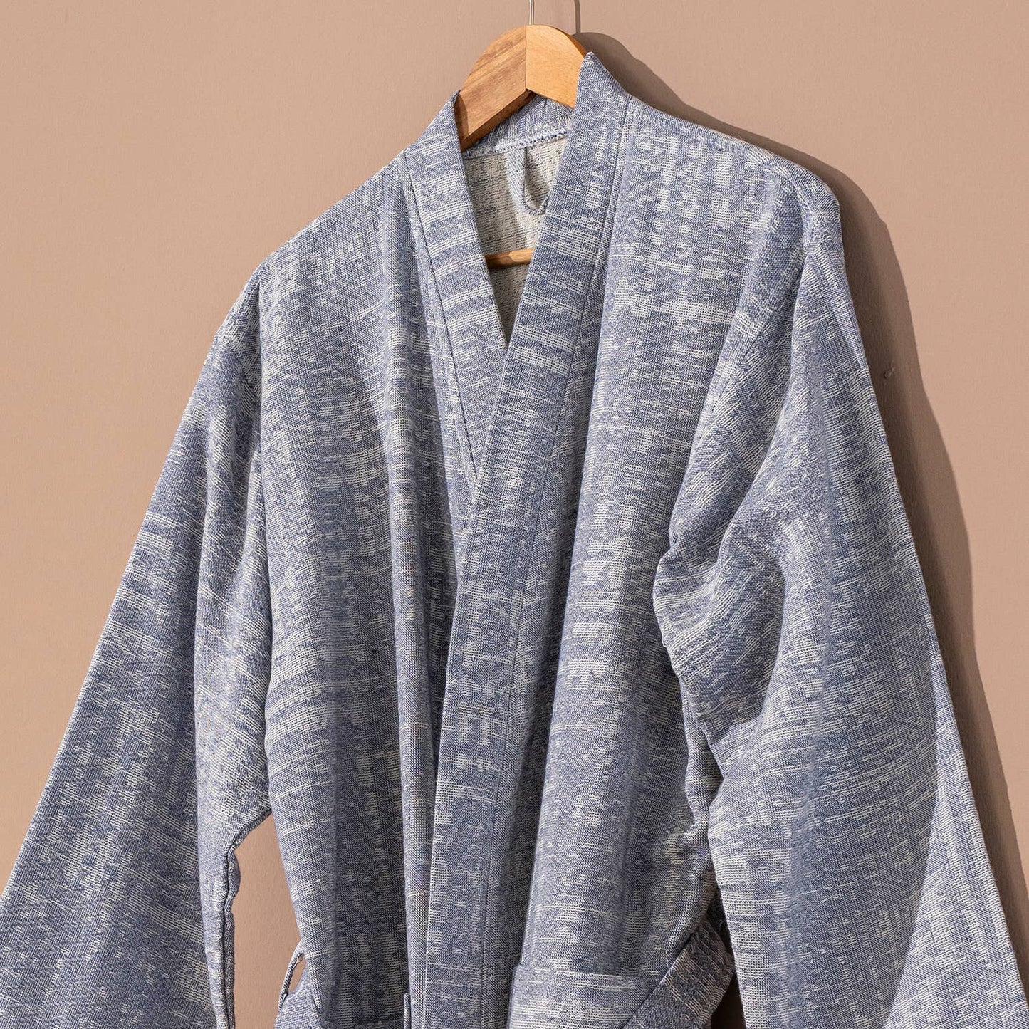 Blue Turkish Cotton MidWeight Quickdry Kimono Robe Terryback