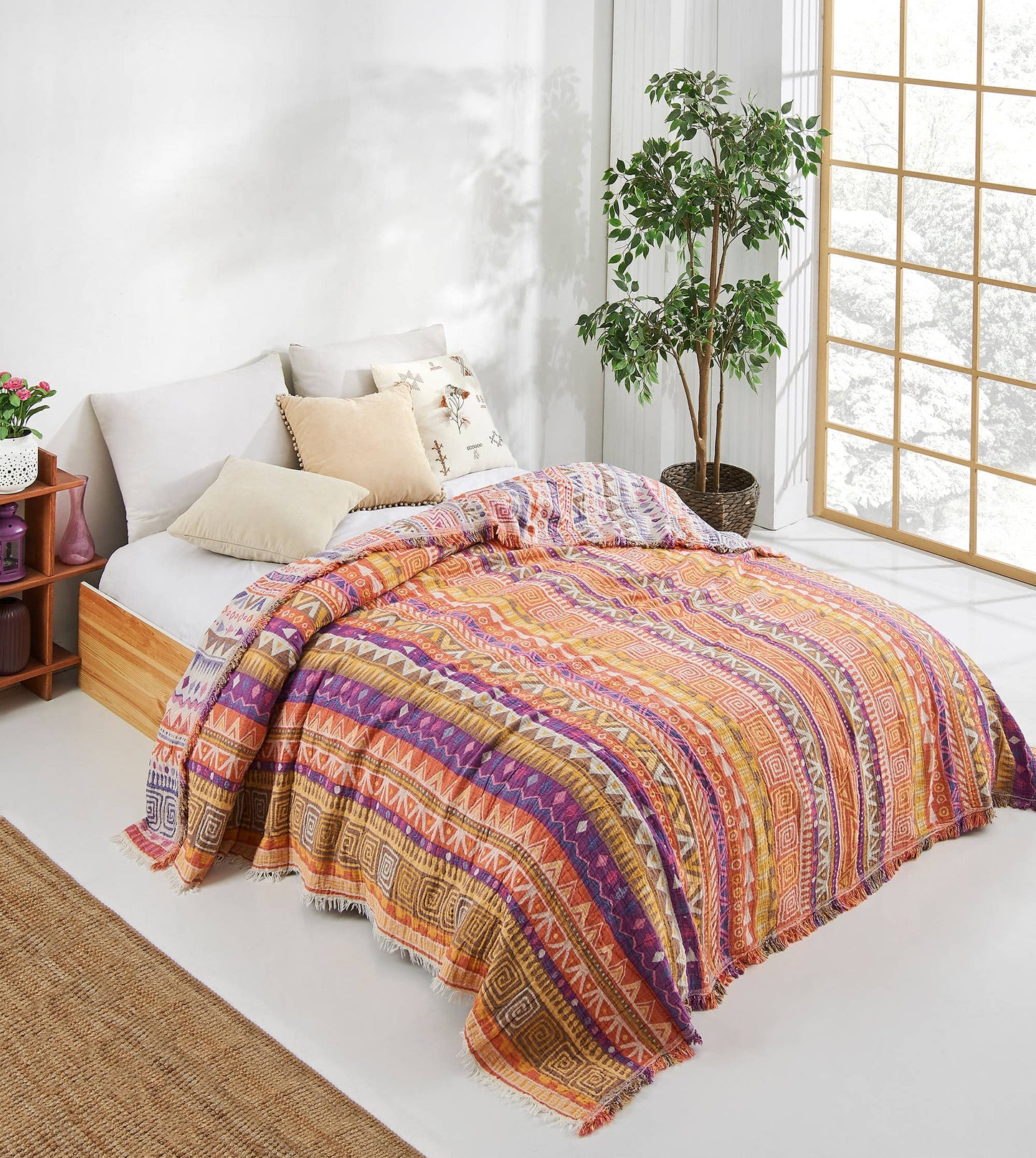 Boho Bedspread Turkish Cotton Summer Blankets Throw Bohemian