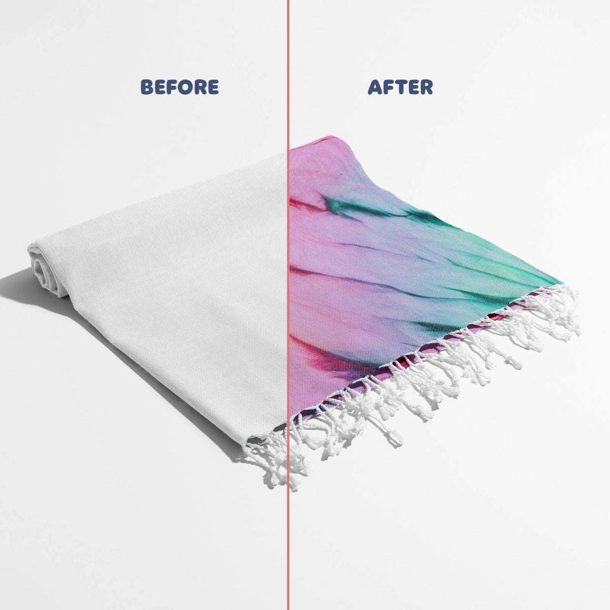 Blank white Turkish beach towel, 39x78 in, undyed base for tie-dye and sublimation | Kikoya