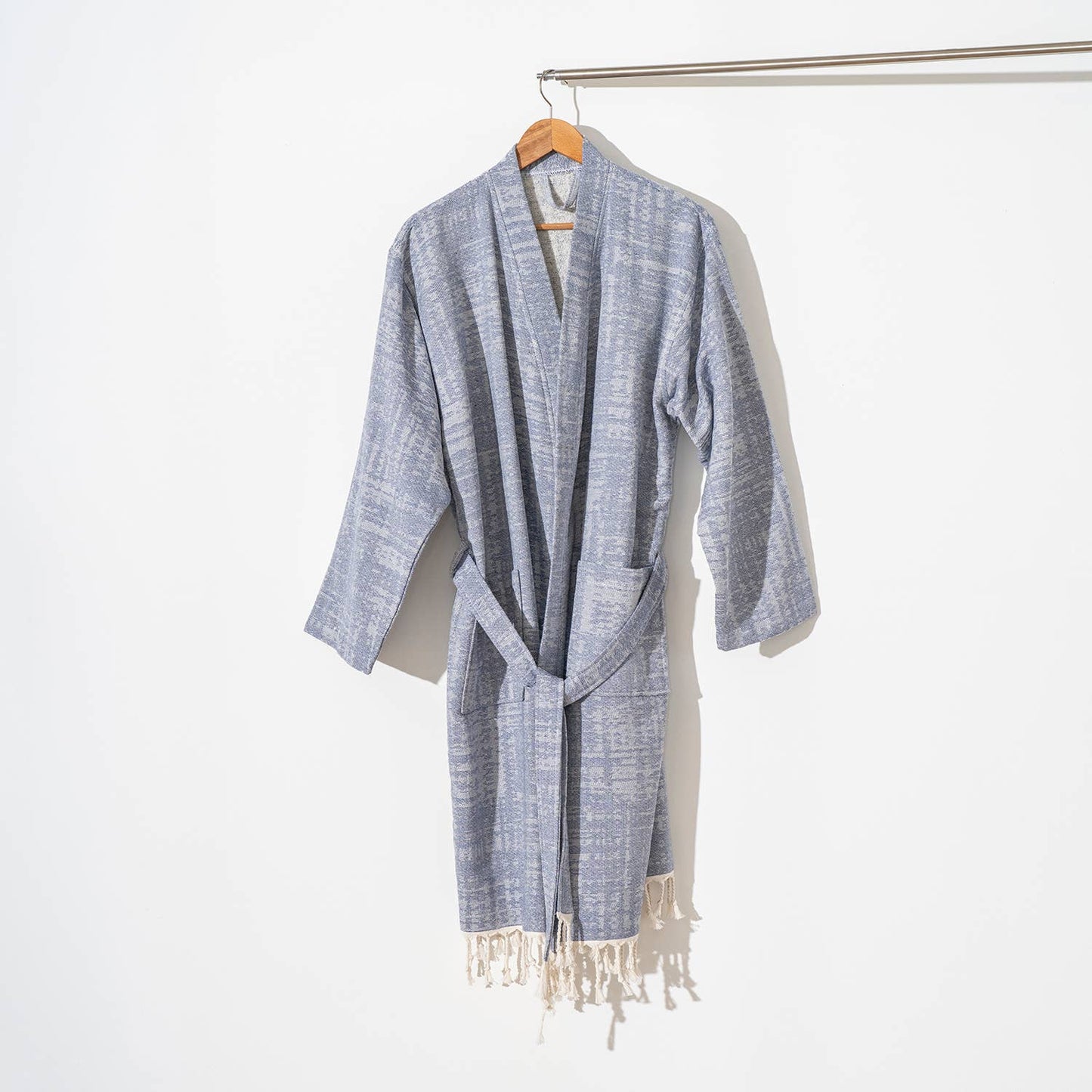 Blue Turkish Cotton MidWeight Quickdry Kimono Robe Terryback