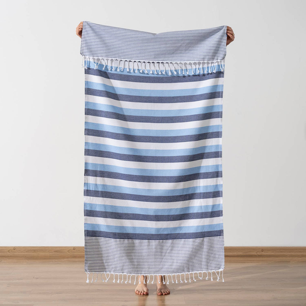 Honeycomb Turkish beach towel – Blue | Kikoya