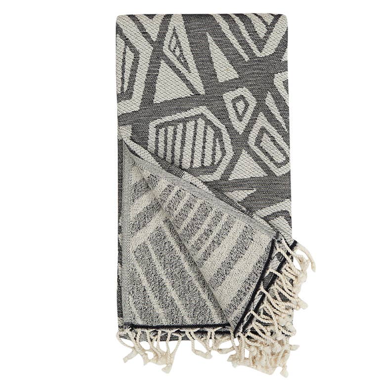 Geometric Turkish Towels 35x70in Terry Hammam Peshtemal Bath
