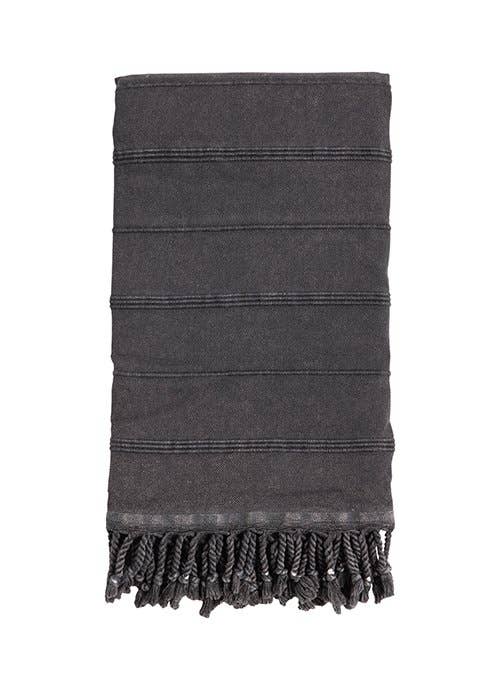 Anatolya stonewashed Turkish beach towel in a tonal rib, 33x66 in | Kikoya