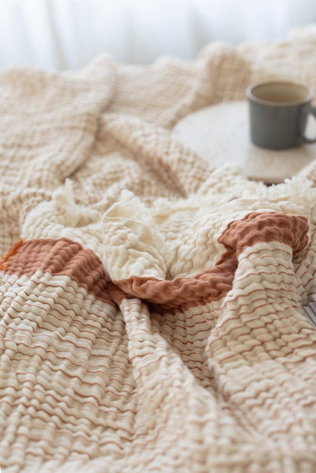 Modal muslin Turkish throw – 4-layer gauze, border detail | Kikoya