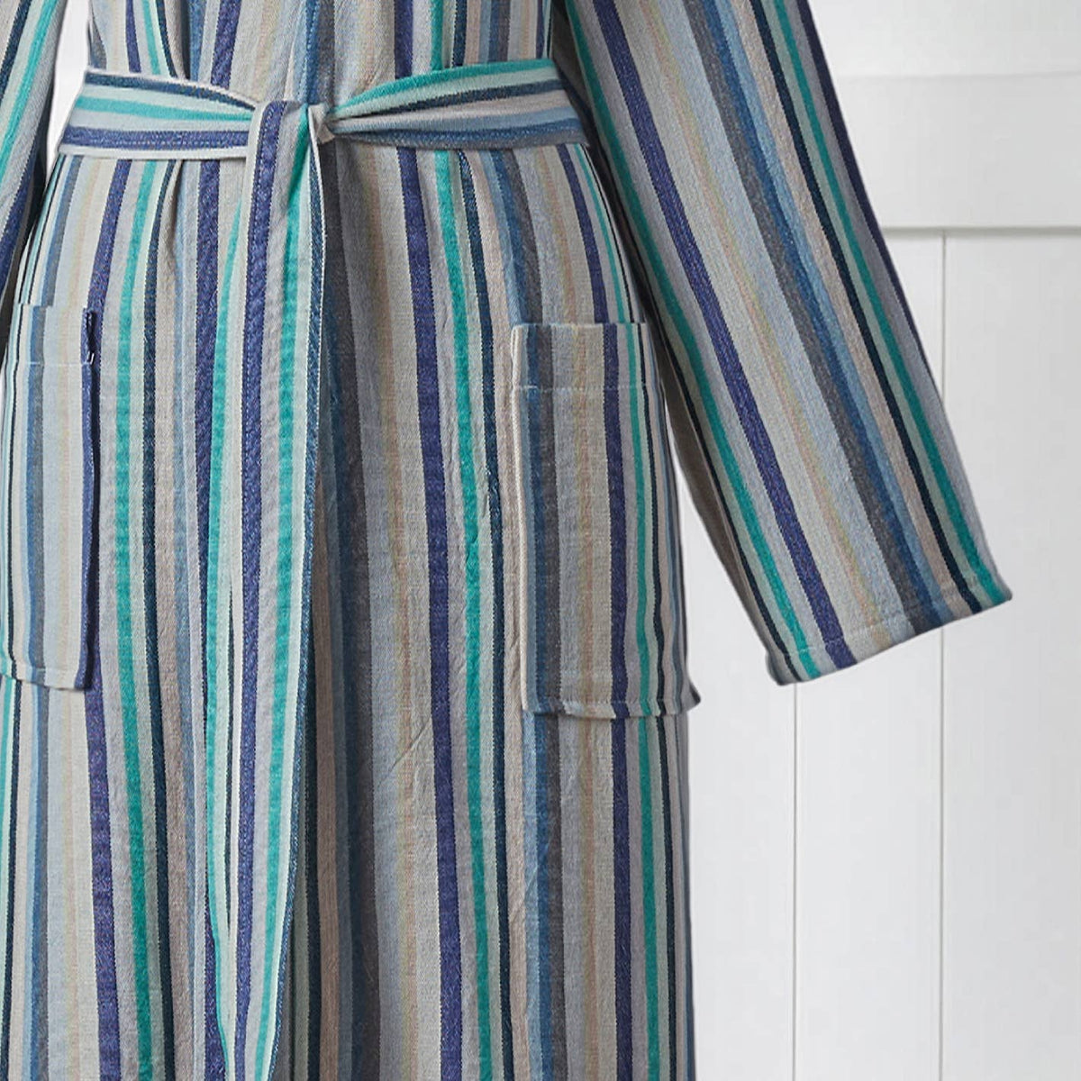 Antique Turkish kimono bathrobe – Turquoise Stripe | Kikoya