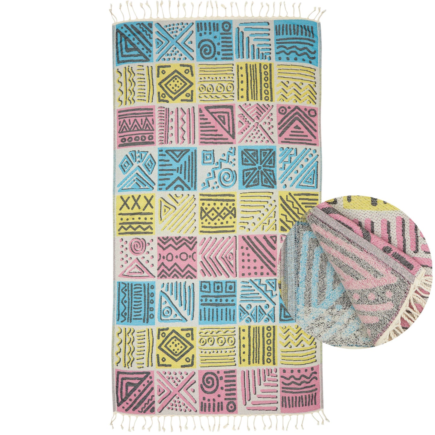 Ethnic Turkish Towels 35x70 Terry-Backing Beach Bath Pool