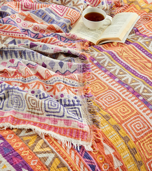 Boho Bedspread Turkish Cotton Summer Blankets Throw Bohemian