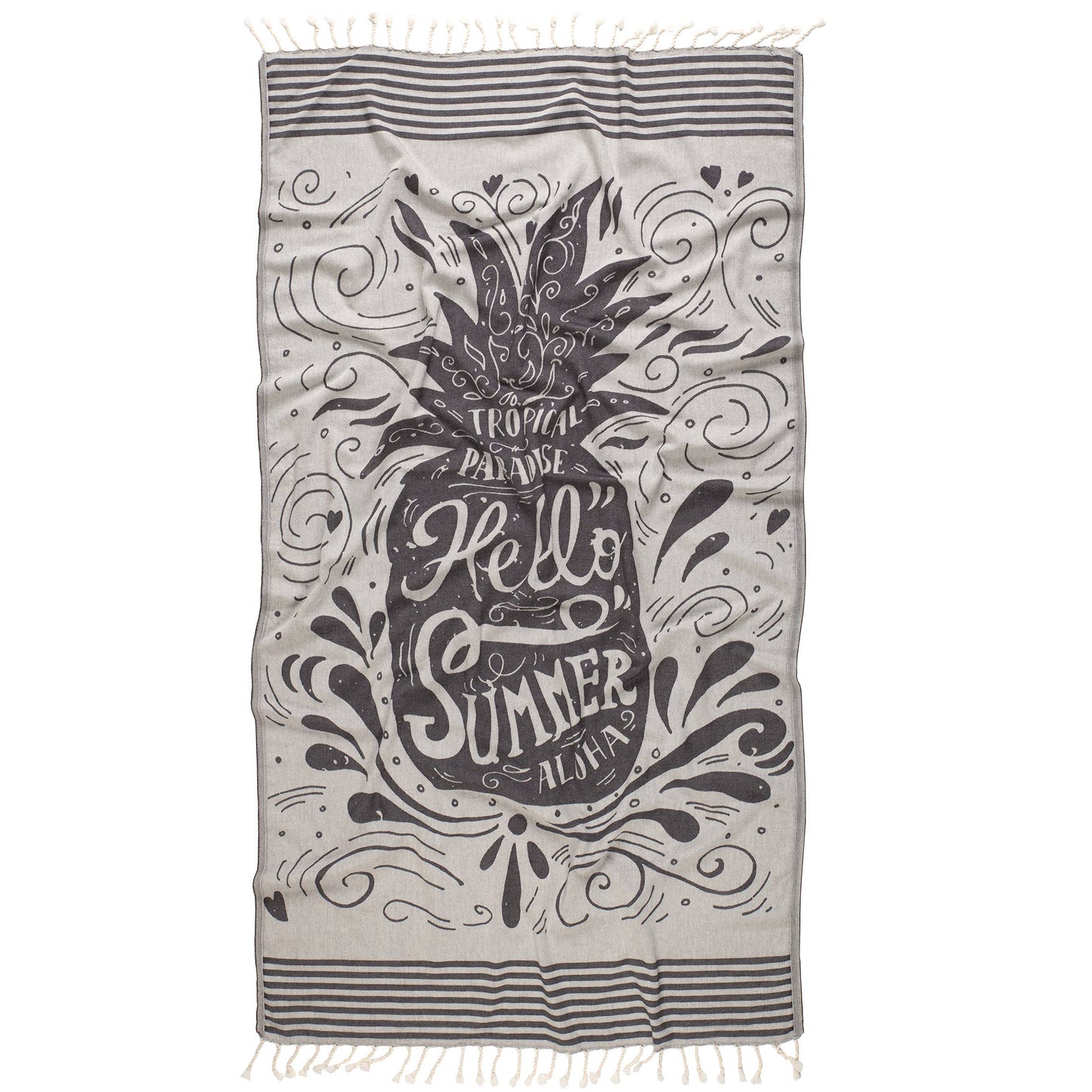 Hello Summer Turkish Cotton Beach Towels 35x70 in Pool Fouta