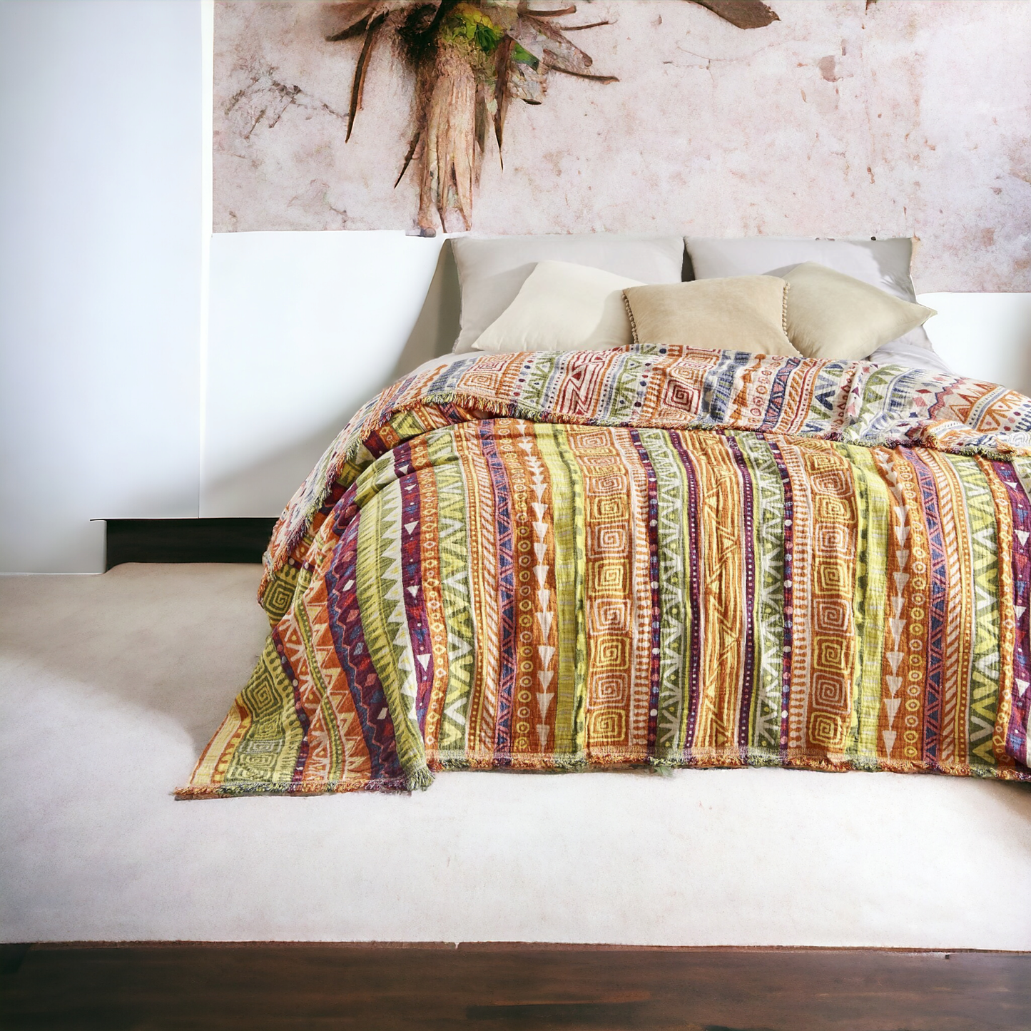Boho Bedspread Turkish Cotton Summer Blankets Throw Bohemian