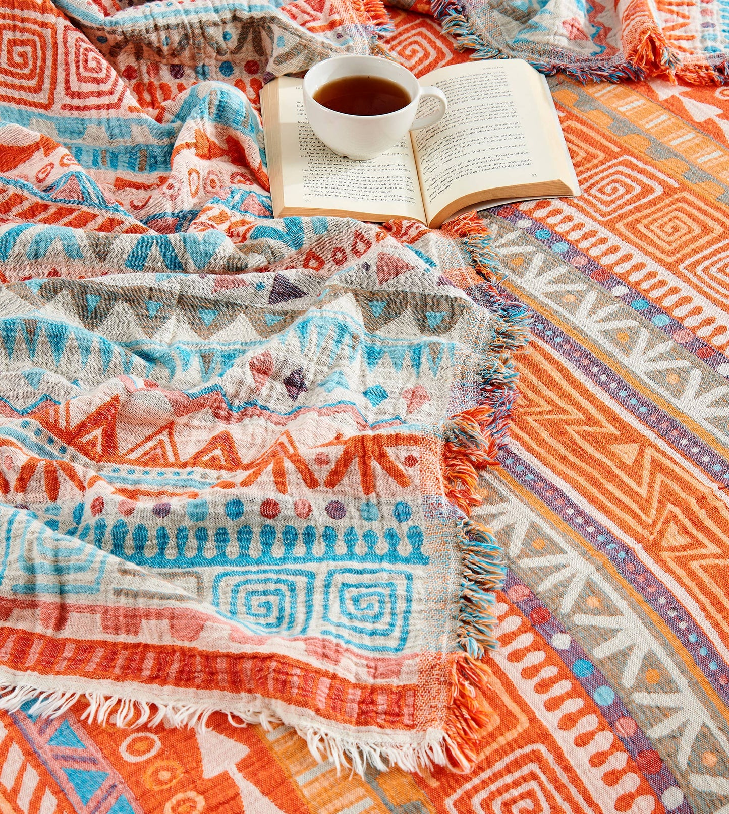 Boho Bedspread Turkish Cotton Summer Blankets Throw Bohemian