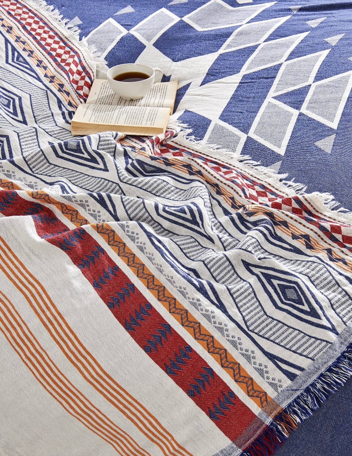 Manta ligera de verano azteca para cubrir la cama