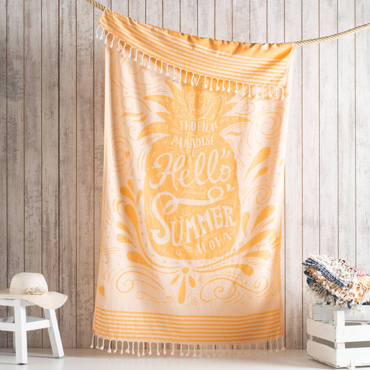 Hello Summer Turkish Cotton Beach Towels 35x70 in Pool Fouta