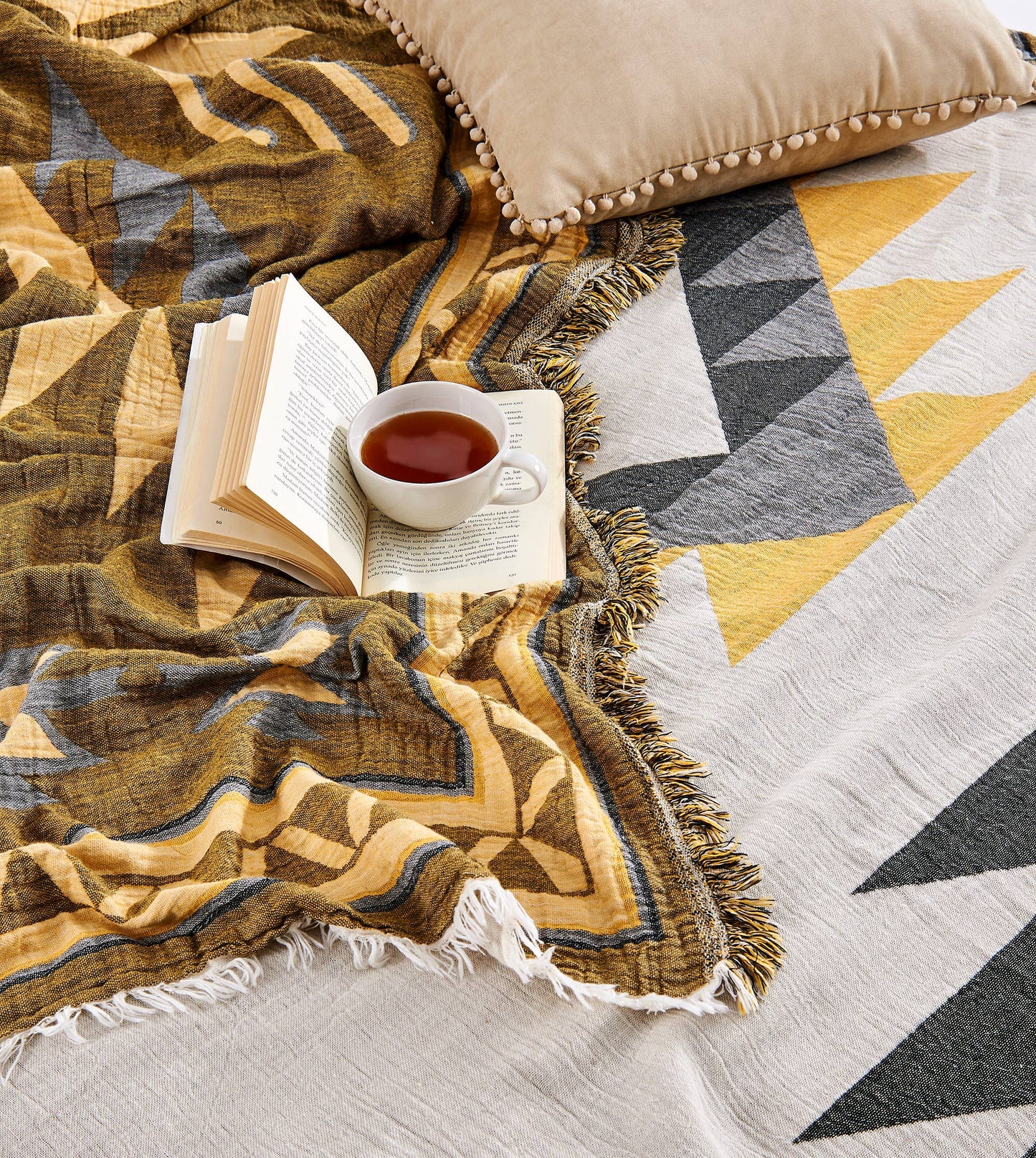 Manta ligera de verano azteca para cubrir la cama