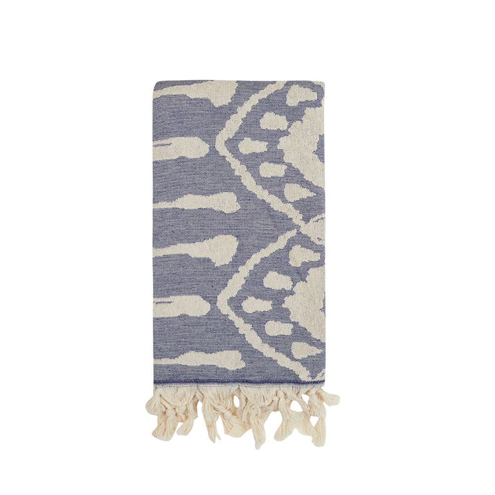 Native Turkish terry towel with a tribal jacquard, 36x66 in | Kikoya
