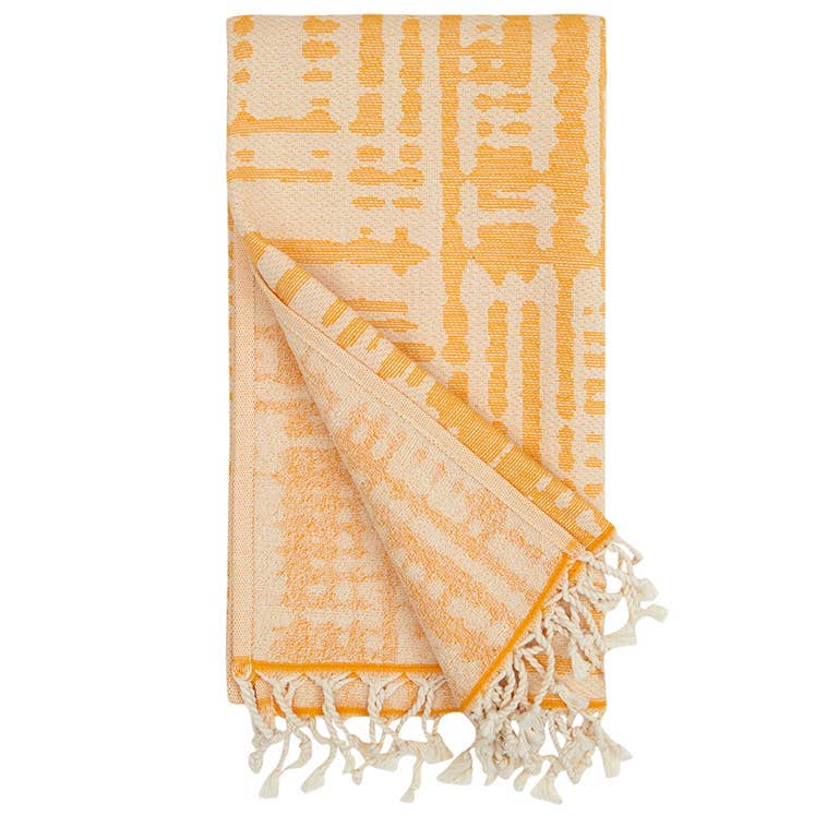 Vintage terry-backed Turkish towel – Mustard | Kikoya