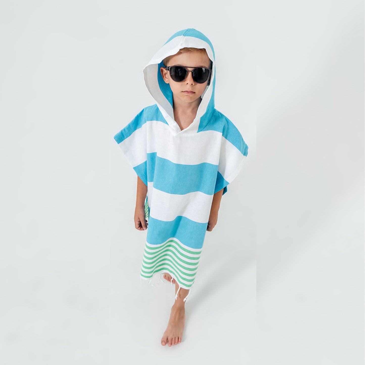 Mediterranean Hooded Towel Changing Poncho for Kids