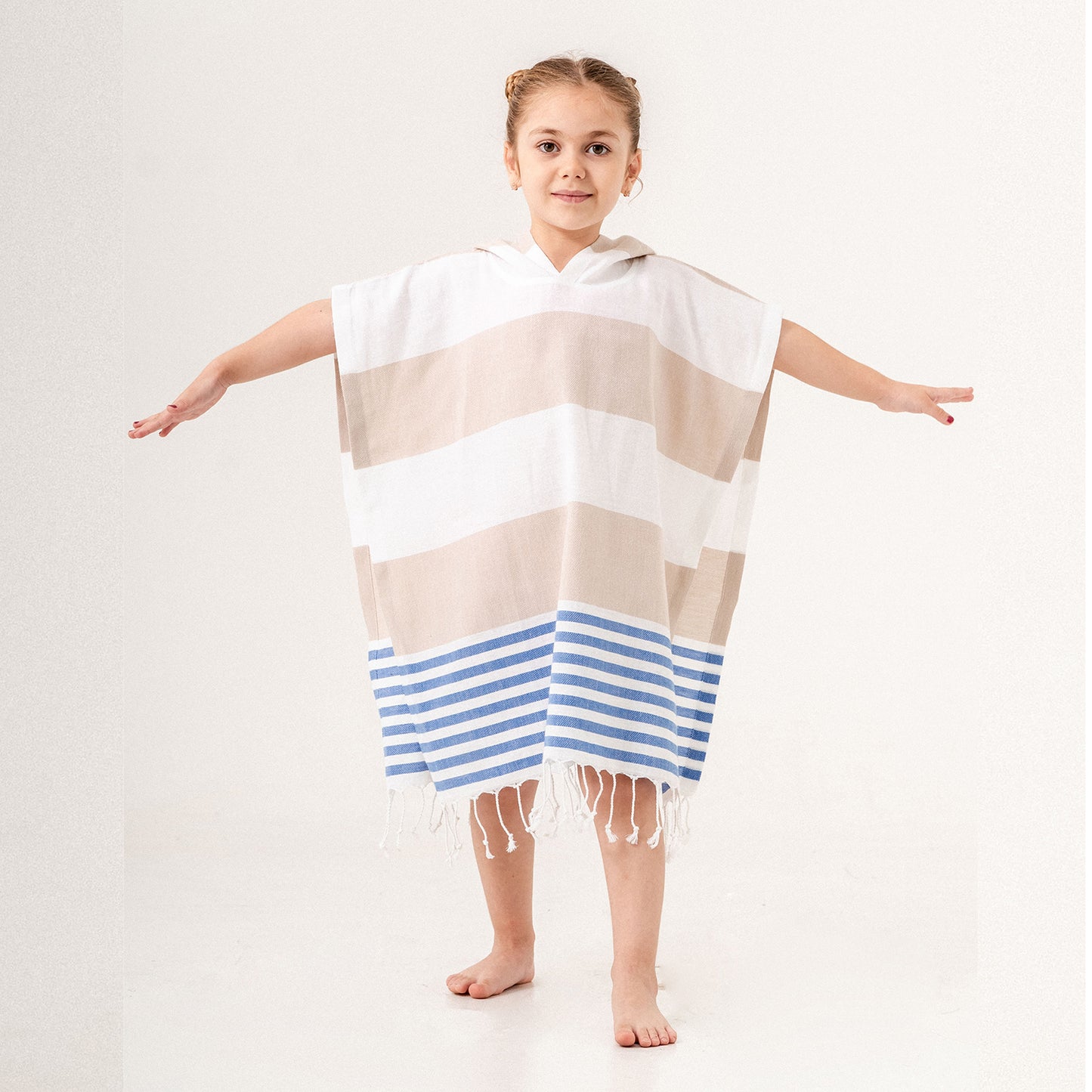 Mediterranean Hooded Towel Changing Poncho for Kids