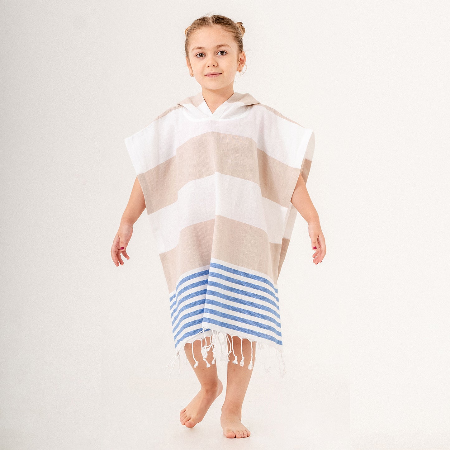 Mediterranean Hooded Towel Changing Poncho for Kids