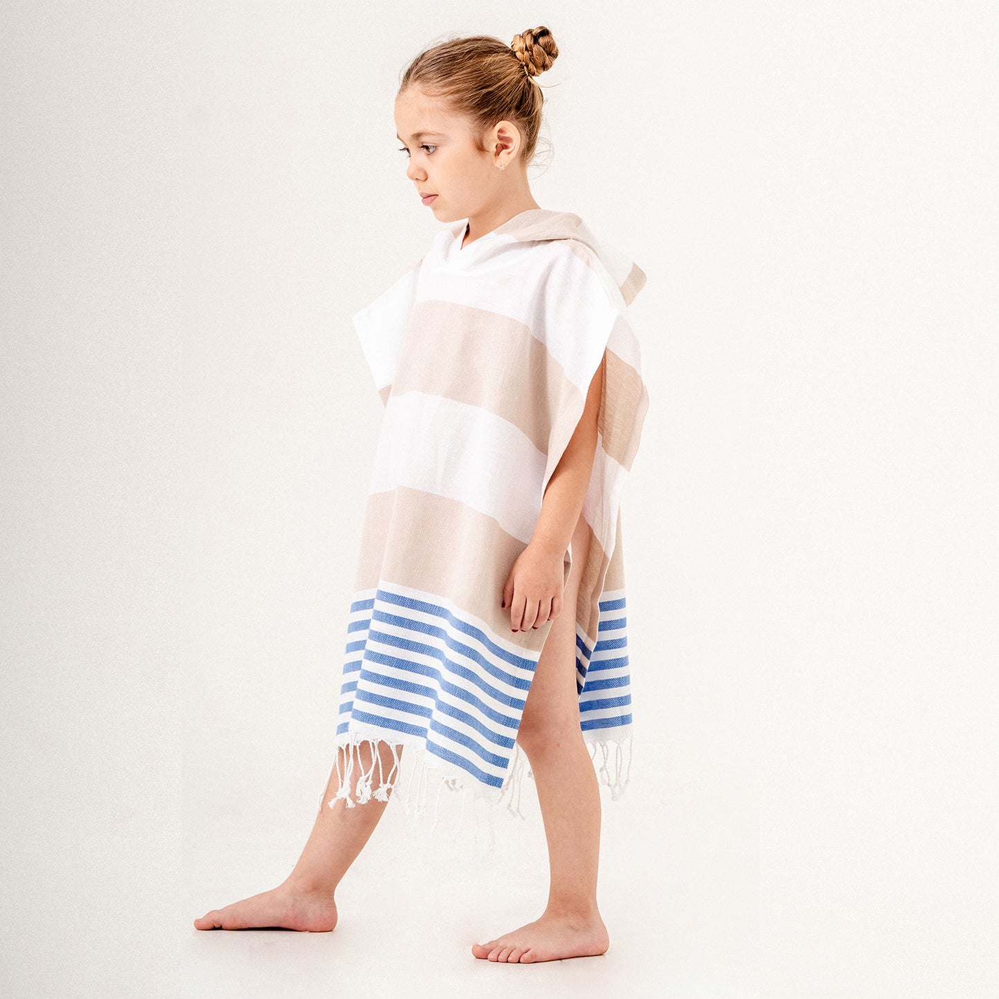 Mediterranean Hooded Towel Changing Poncho for Kids