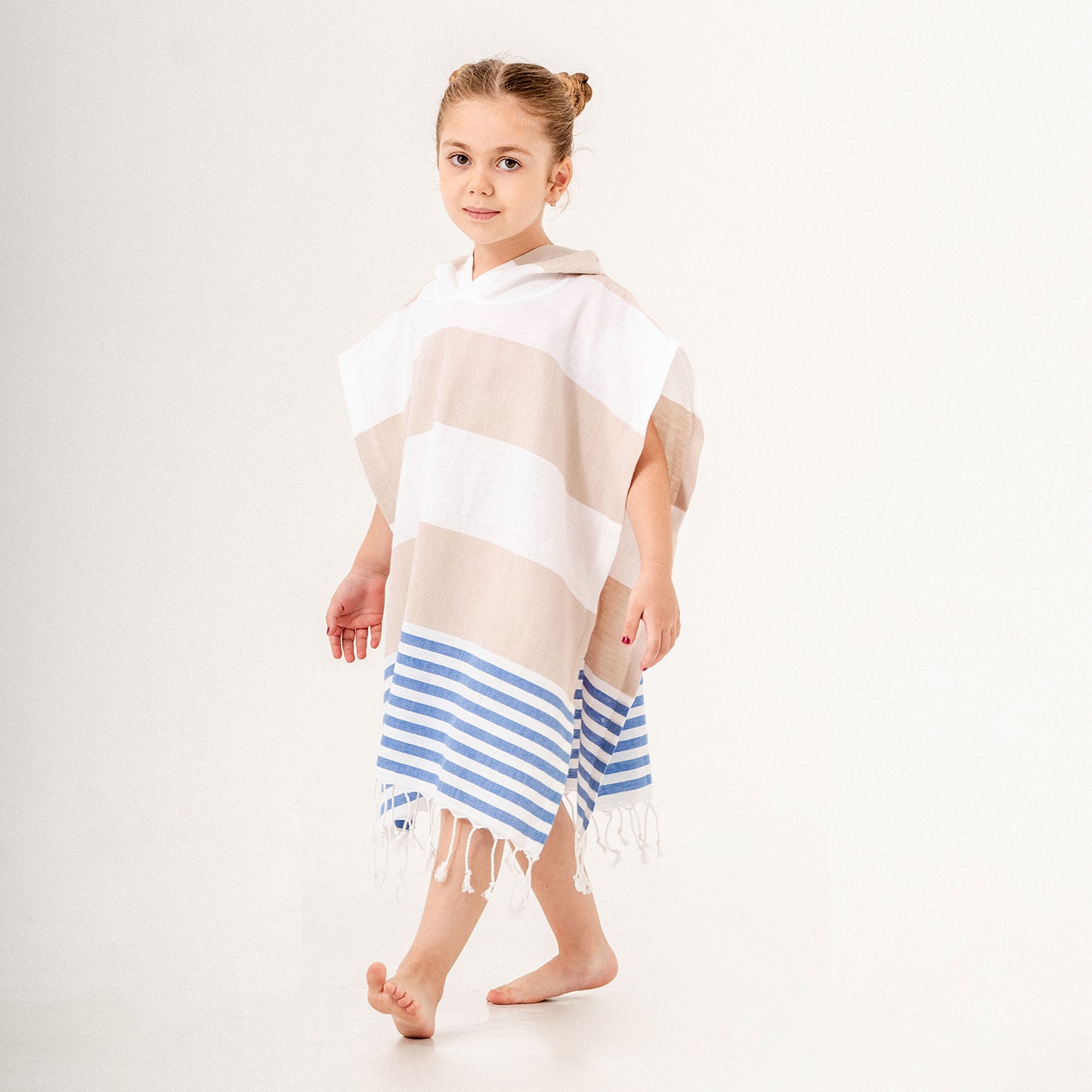 Mediterranean Hooded Towel Changing Poncho for Kids