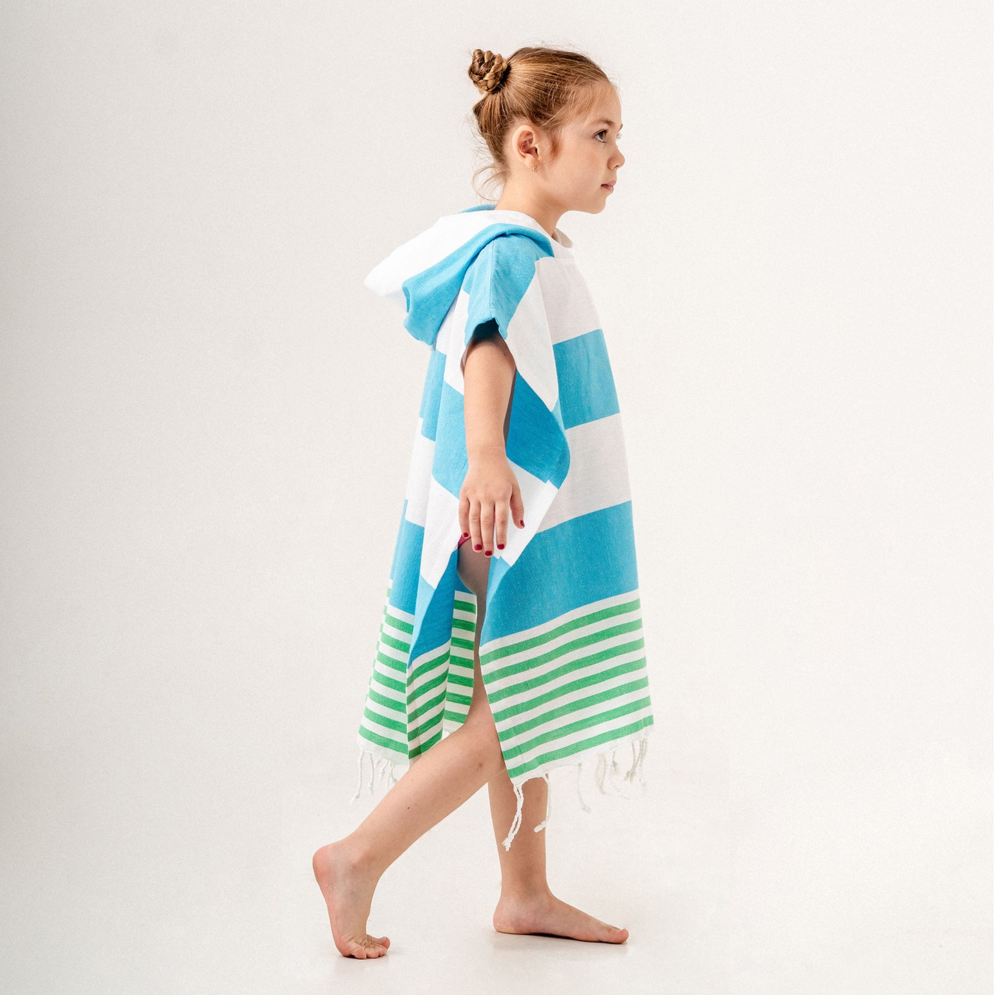 Mediterranean Hooded Towel Changing Poncho for Kids