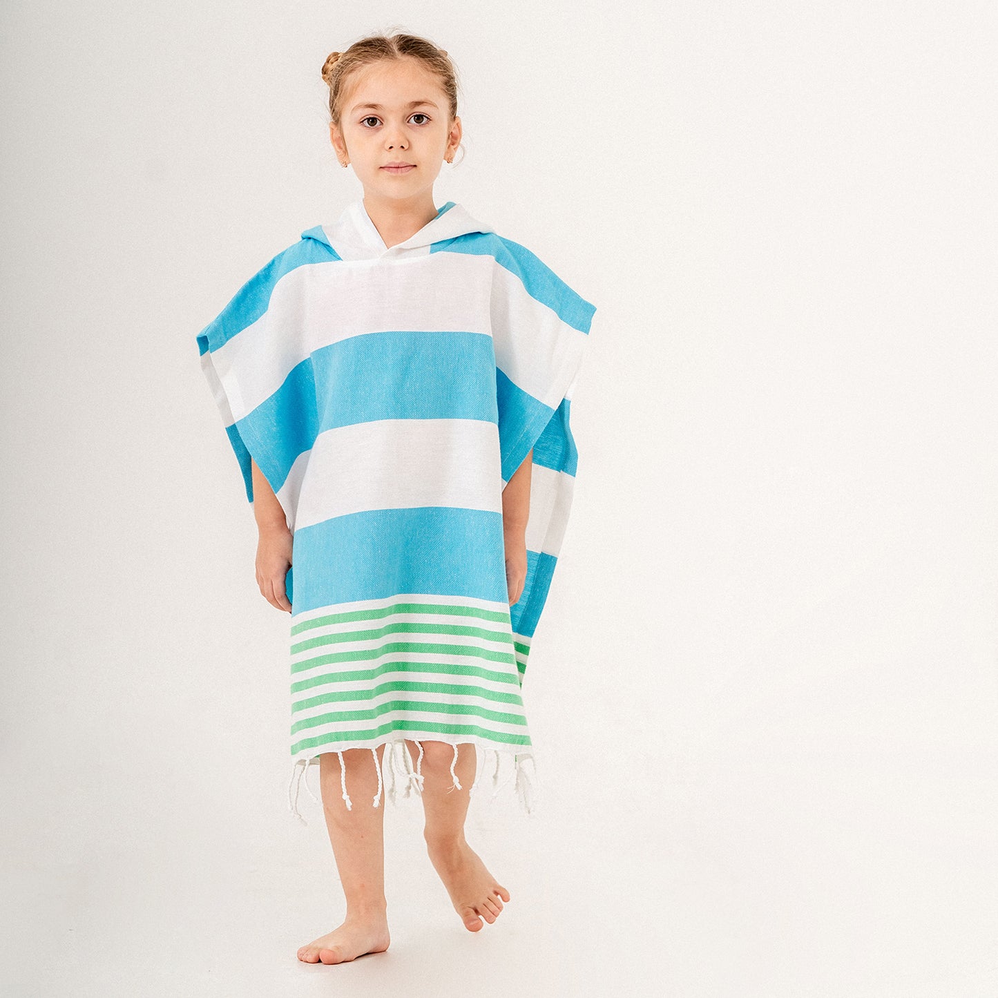 Mediterranean Hooded Towel Changing Poncho for Kids