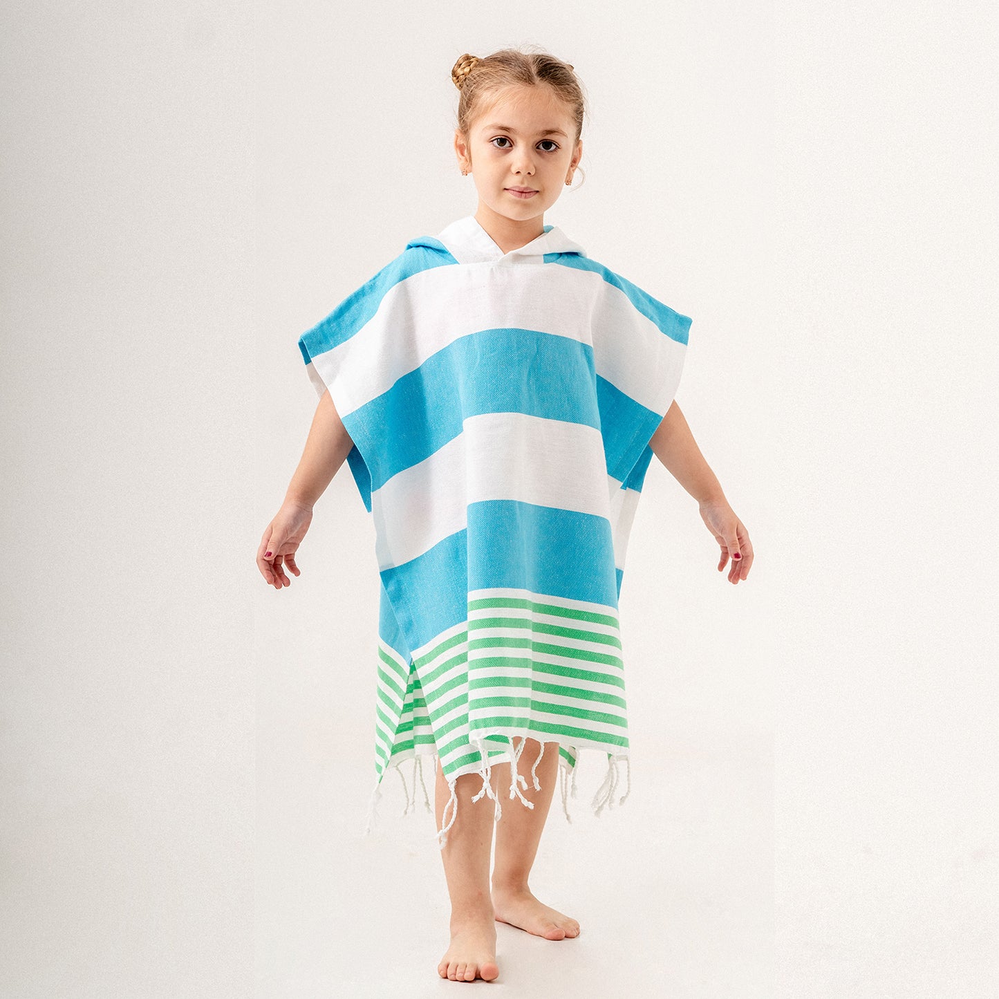 Mediterranean Hooded Towel Changing Poncho for Kids
