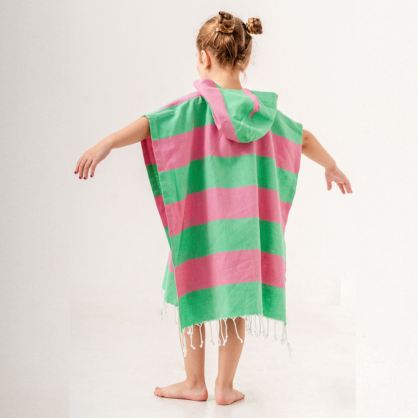Pink Green Hooded Towel Changing Poncho for Kids