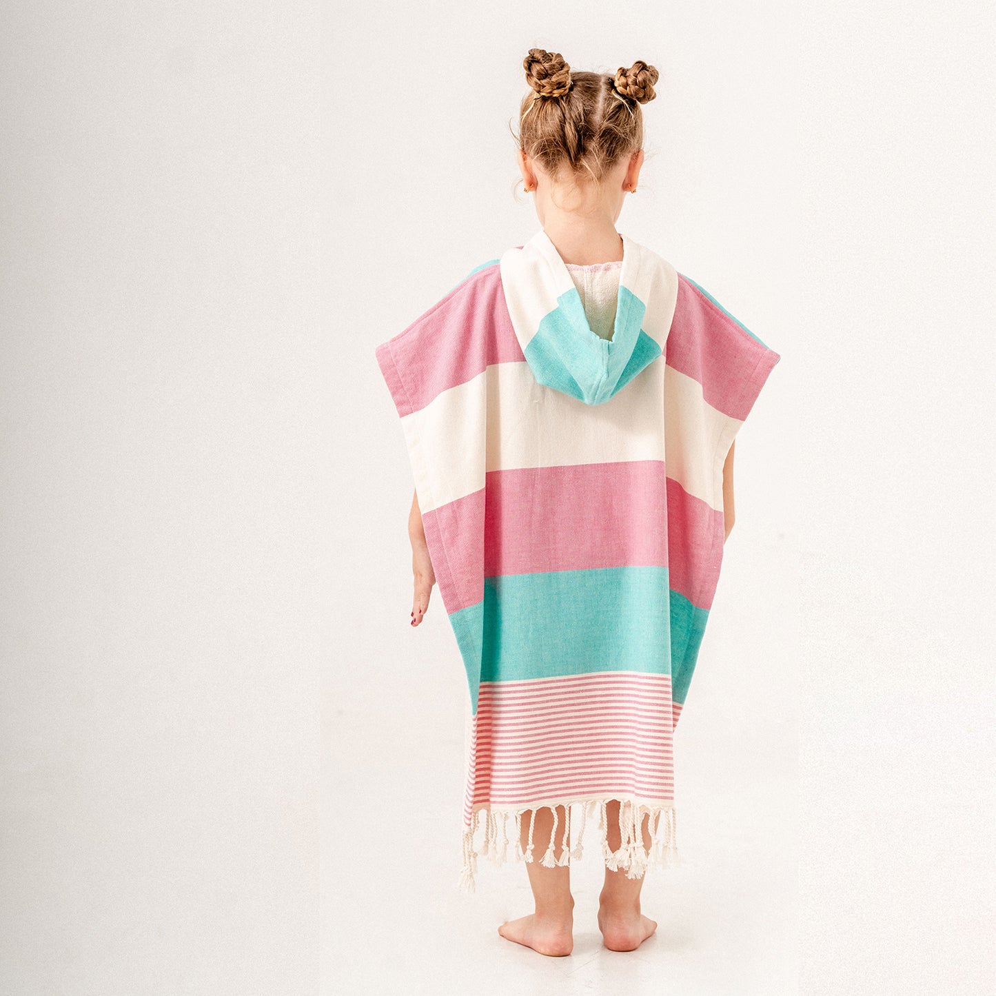 Hawaiian Pink Green Towel Changing Poncho for Kids