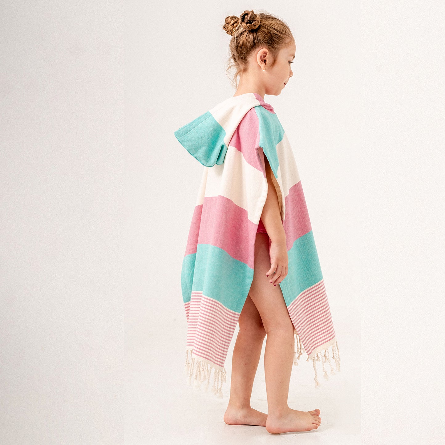 Hawaiian Pink Green Towel Changing Poncho for Kids