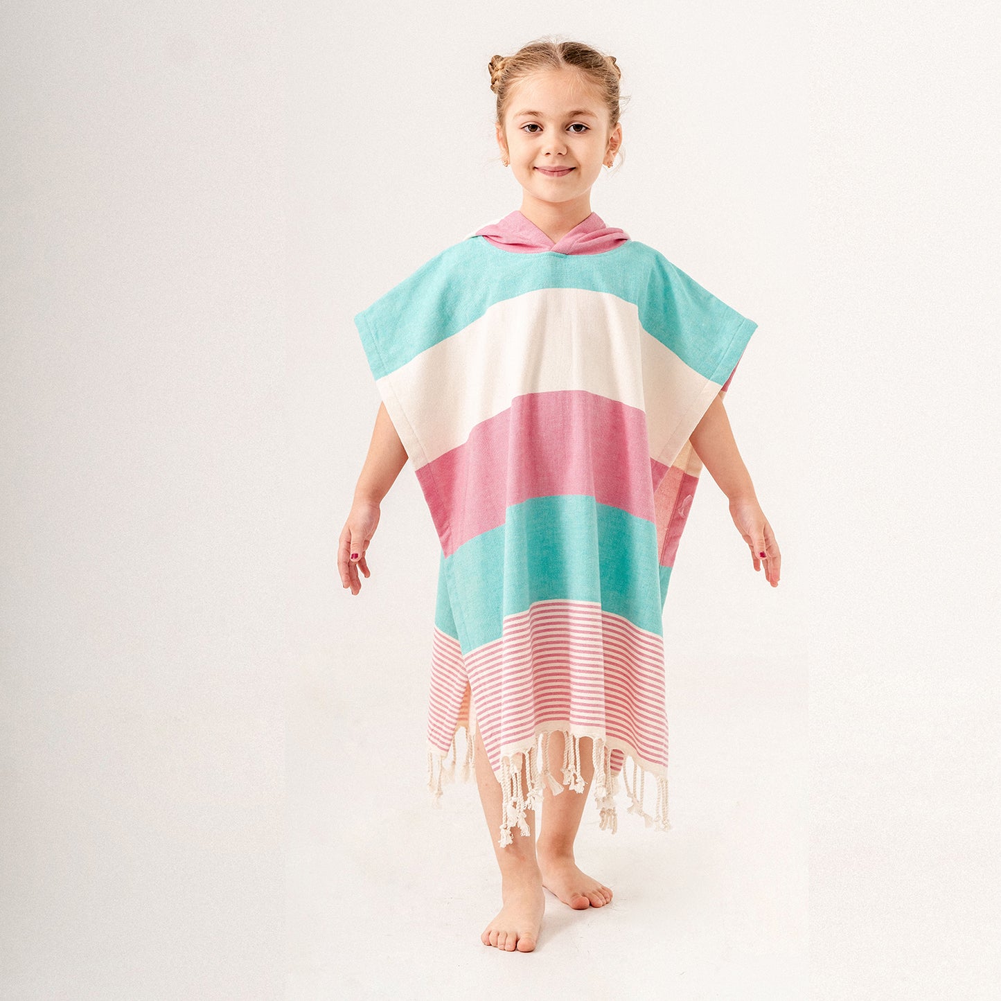 Hawaiian Pink Green Towel Changing Poncho for Kids