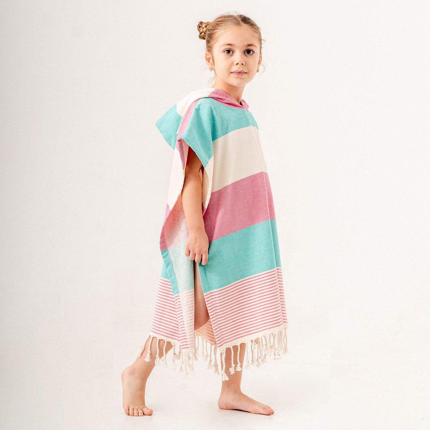 Hawaiian Pink Green Towel Changing Poncho for Kids