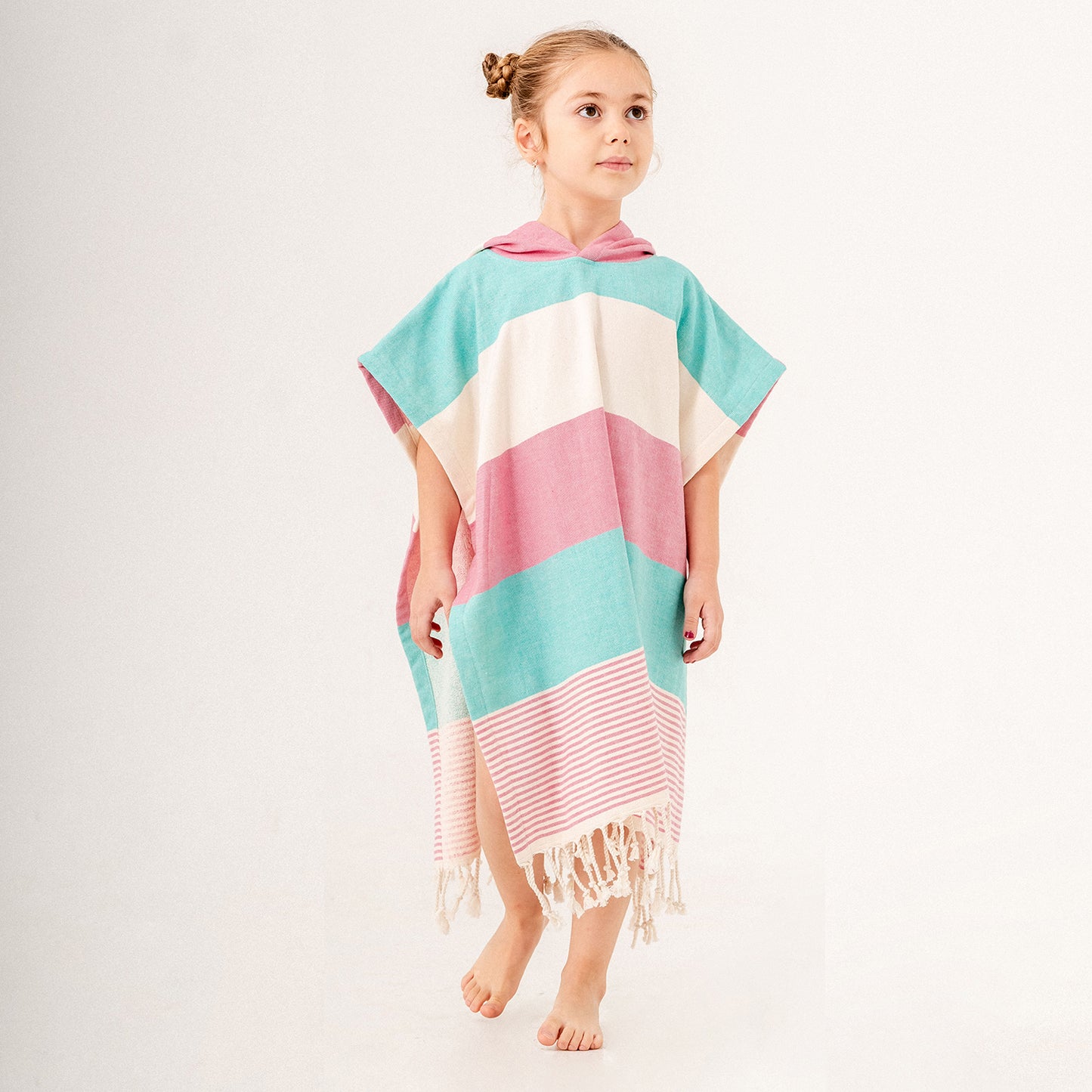 Hawaiian Pink Green Towel Changing Poncho for Kids