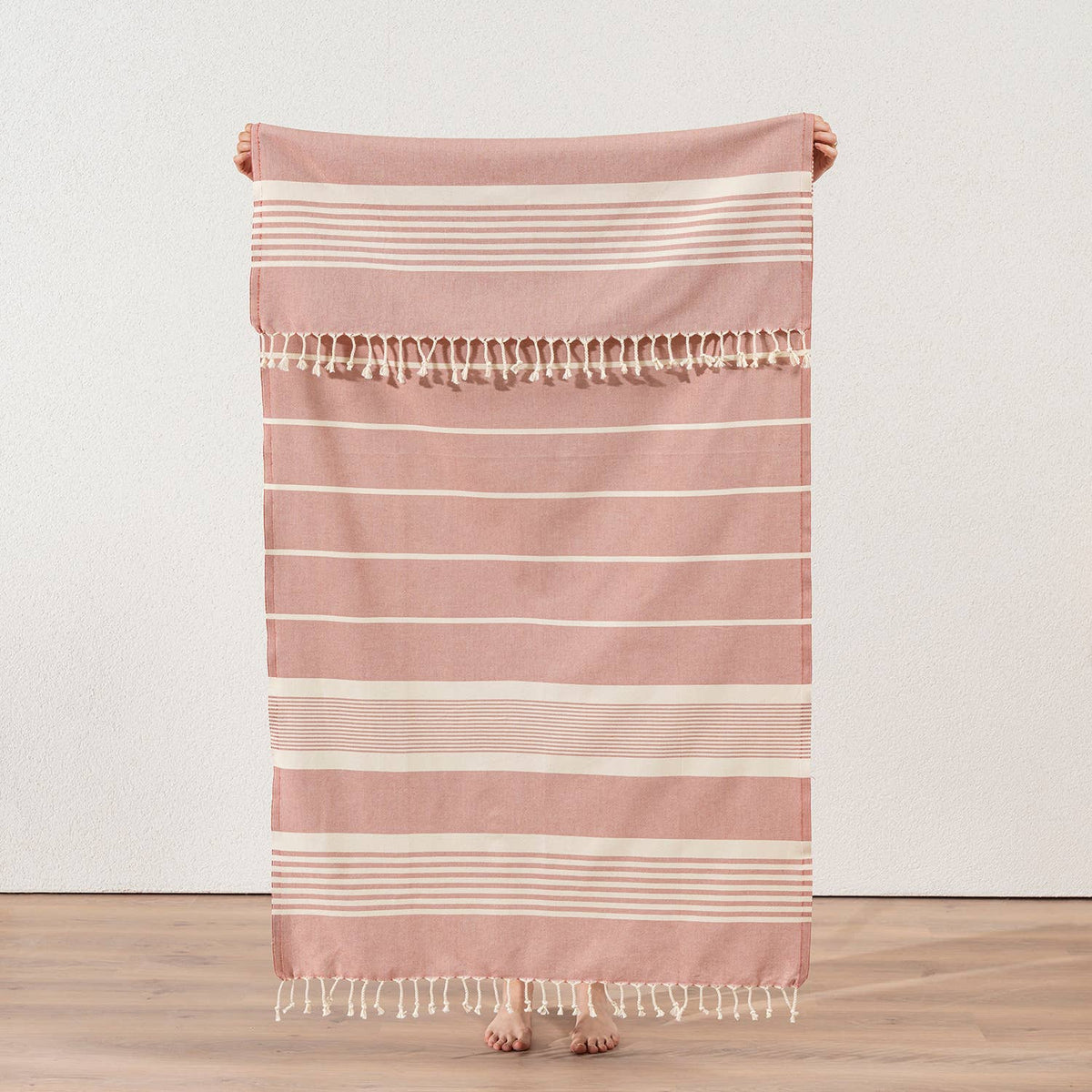 Tangier waffle Turkish beach towel – Terracotta | Kikoya